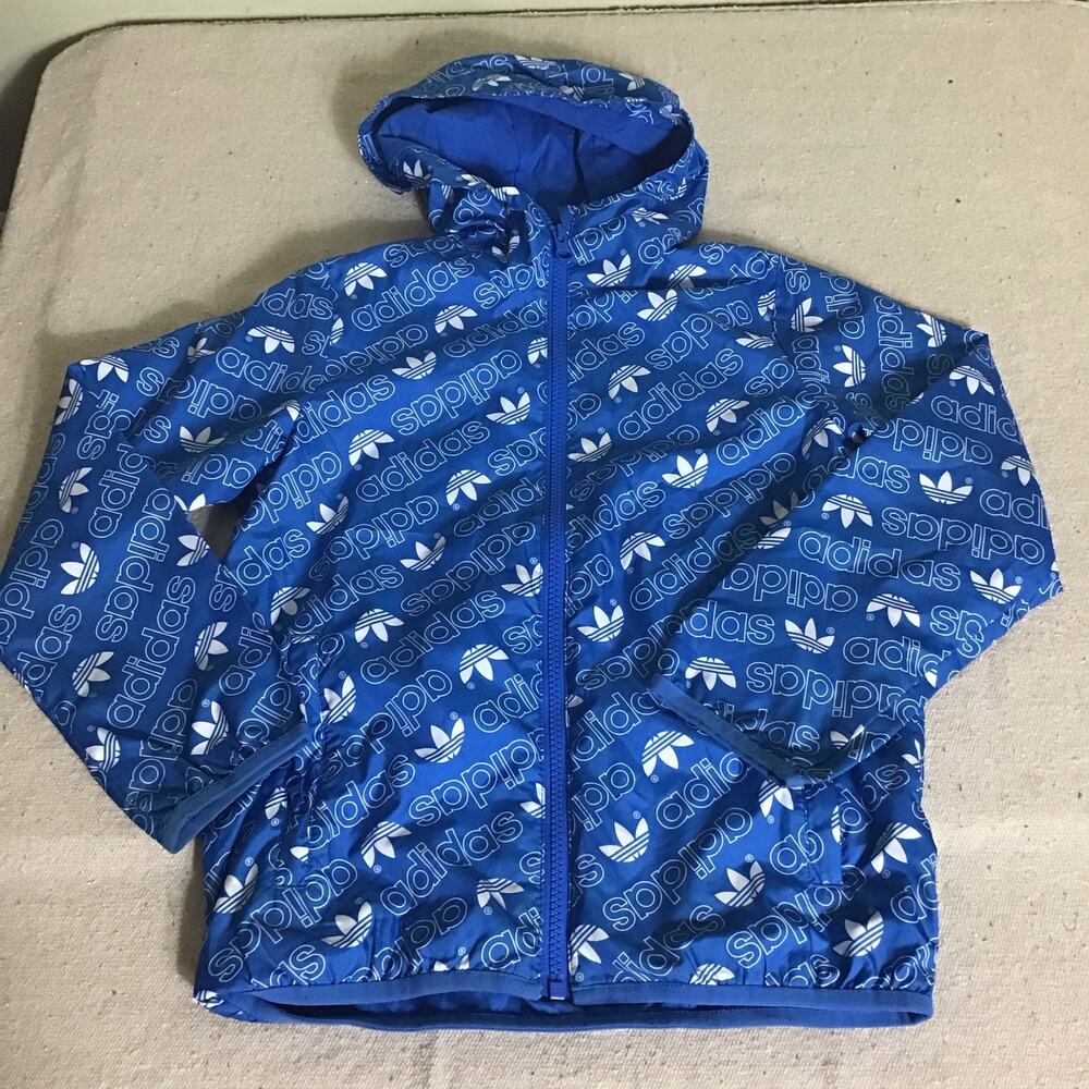 Adidas Original Boys   Blue/White Monogram Hoddie Jacket  Boys Sizes XS/4-5  EUC - Picture 2 of 7
